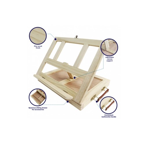 MONT MARTE TABLE TOP EASEL WITH DRAWER, PINE3